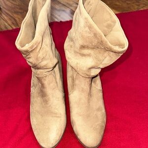 Universal Thread Taupe Suede Heeled Boots